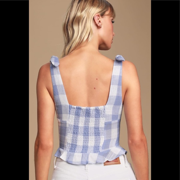 Lulus Astr the label gingham tie cropped tank XS - Picture 6 of 8
